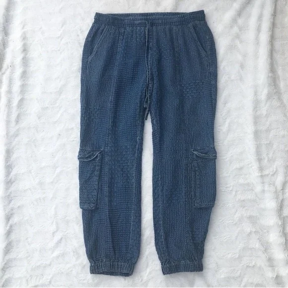 Johnny Was Sana Denim Pull-On Pant Embroidered Cargo Jogger Pants Size XL